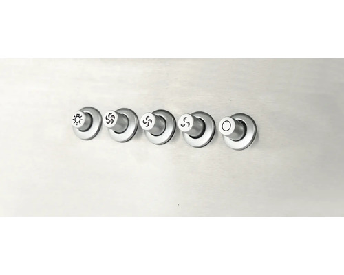 Ovládacie prvky so symbolmi pre osvetlenie a ventilátor