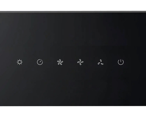 Symboly pre svetlo, časovač, stupne ventilátora a vypínač