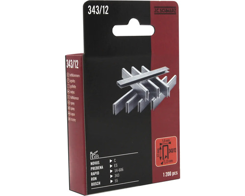 Zošívacie sponky, typ 343/12, balenie 1200 kusov