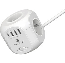 Napájacia lišta v tvare kocky s USB portami a vypínačom