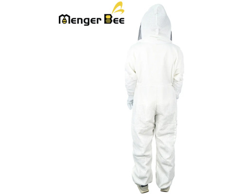 Včelársky oblek s kapucňou a rukavicami zozadu