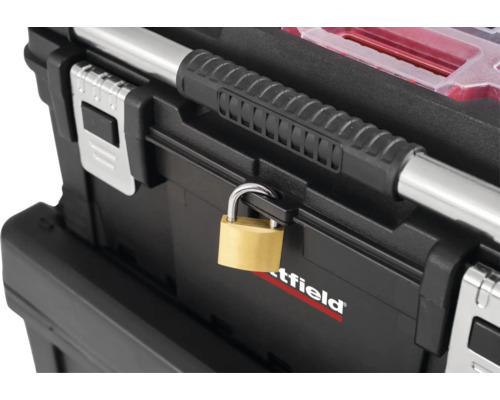 Box na náradie s visiacim zámkom a rukoväťou