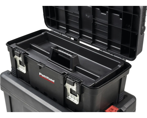 Otvorený box na náradie s vyberateľnou priehradkou