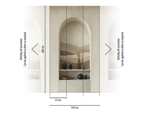 Detailný pohľad na bordúru s rozmermi 159 krát 280 centimetrov