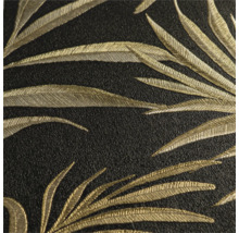 Detailný pohľad na čiernu tapetu s motívom listov