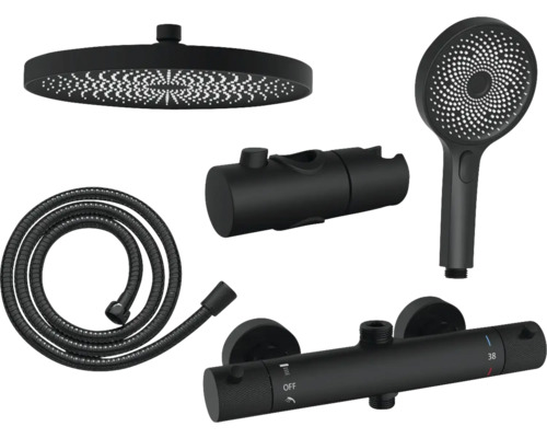Sprchová súprava s hlavovou sprchou, ručnou sprchou, sprchovou hadicou a termostatom