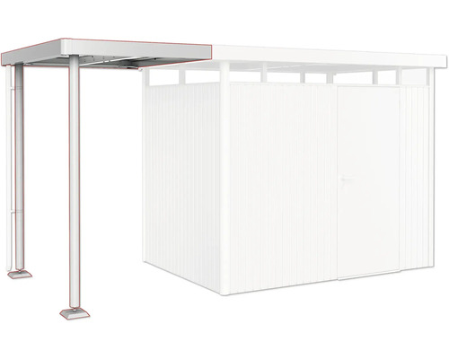 Oceľový prístrešok pre auto s podpernými stĺpikmi a vstavanou skriňou