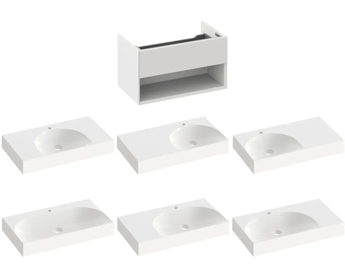 Skrinka pod umývadlo s niekoľkými umývadlami