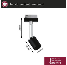 Detail koľajnicového bodového svetla s rozmermi 100 mm, 50 mm a 35 mm.