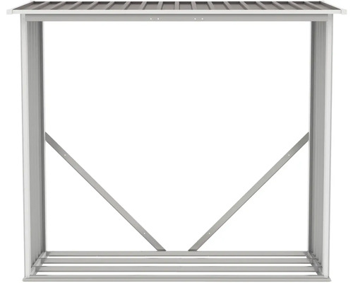 Regál na drevo z kovu so strechou