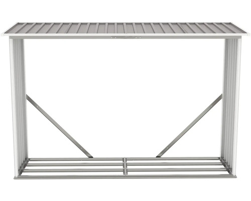 Regál na drevo z kovu so strechou