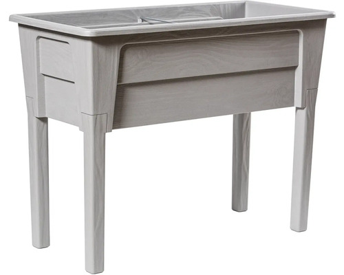 Drevený vyvýšený záhon s integrovaným kvetináčom a úložným priestorom