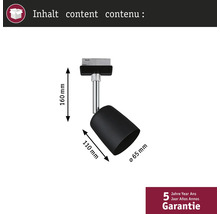 Rozmery čierneho koľajnicového svietidla