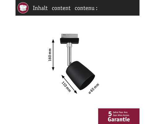 Rozmery čierneho koľajnicového svietidla