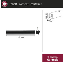 Obsah balenia: Vodiaca lišta s dĺžkou 161 milimetrov, skrutka a koncovka s rozmermi 18 x 18 milimetrov. Päťročná záruka.