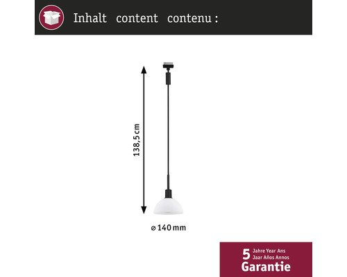 Závesné svietidlo s dĺžkou 138,5 cm a priemerom 140 mm