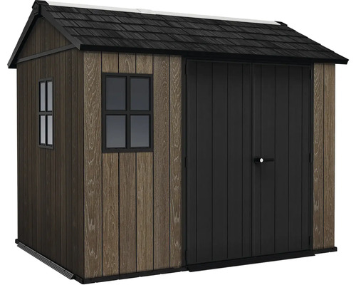 Záhradný domček s dvojkrídlovými dverami a oknami