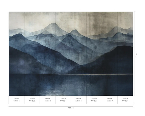 Fototapeta s motívom hôr a jazera, pozostávajúca z ôsmich panelov, celková veľkosť 400 cm x 270 cm