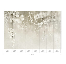 Nástenná maľba s kvetinovým motívom a údajmi o veľkosti