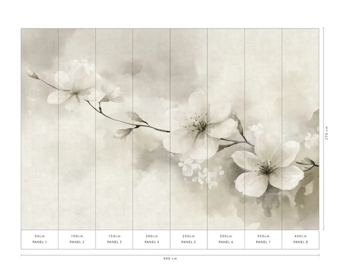 Nástenná maľba s kvetinovým vzorom a rozmermi