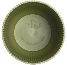 Vnútorný pohľad na okrúhly kvetináč so zvlneným okrajom a logom Elho.