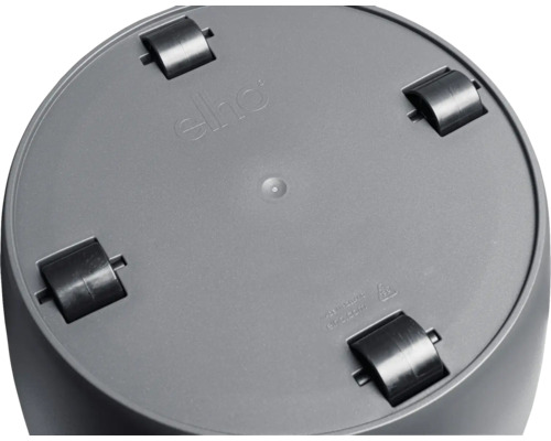 Spodná strana kvetináča s kolieskami a logom Elho