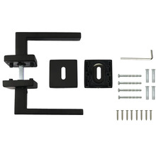 Čierna kľučka dverí s montážnym príslušenstvom