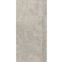 Sivá dlaždica z jemnej kameniny s drážkovanou štruktúrou