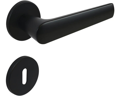 Čierna kľučka dverí s kľúčovou rozetou