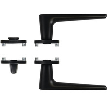 Čierna súprava kľučiek ku dverám s upevňovacím materiálom