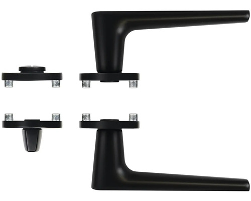 Čierna súprava kľučiek ku dverám s upevňovacím materiálom