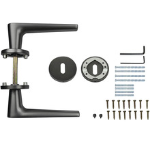 Sada kľučiek ku dverám s rozetami a upevňovacím materiálom