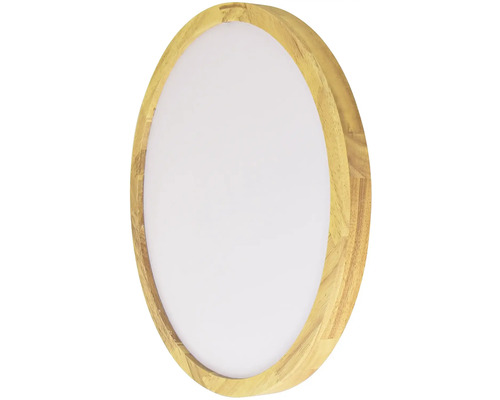 Guľaté LED stropné svietidlo s dreveným rámom