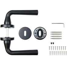 Kľučky na dvere s rozetami a montážnym materiálom