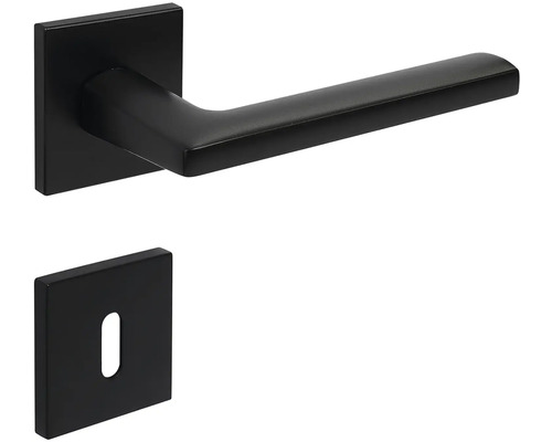 Súprava kľučky na dvere s hranatou rozetou a krytkou kľúčovej dierky