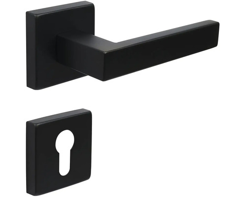 Čierna interiérová dverová súprava so štvorcovou rozetou a kľúčovou rozetou