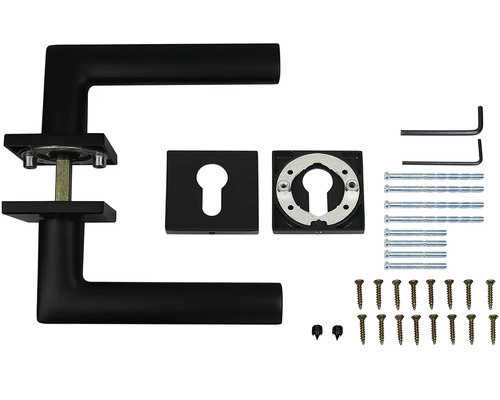 Sada kľučiek ku dverám so štvorcovou rozetou a montážnym materiálom