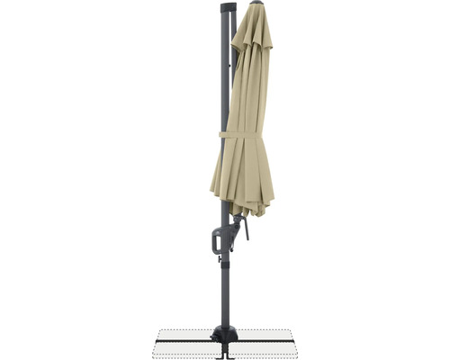 Zatvorený slnečník s bočnou nohou so stojanom do záhrady