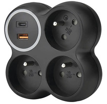 Napájacia lišta so štyrmi zásuvkami a dvoma portami USB