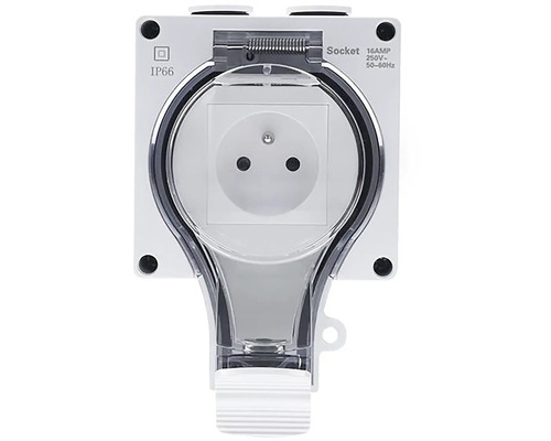 Zásuvka s ochranným kontaktom s výklopným vekom pre vonkajšie použitie