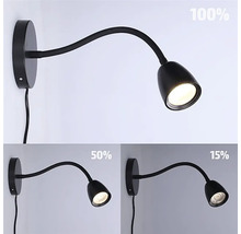 Nástenné svietidlo s flexibilným ramenom a rôznou úrovňou jasu