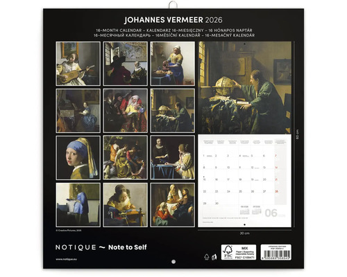 Kalendár Johannes Vermeer 2026 s maľbami umelca