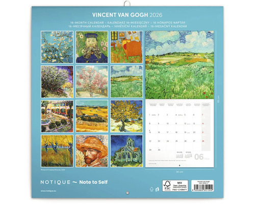 Kalendár Vincenta van Gogha 2026, 16-mesačný kalendár s maľbami