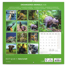 Kalendár Notique Endangered Animals 2026 s obrázkami zvierat