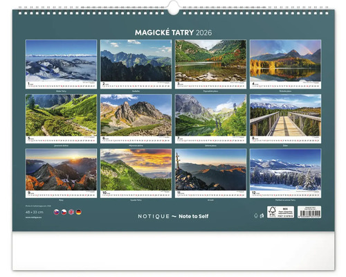 Nástenný kalendár Magické Tatry 2026 s fotografiami krajiny
