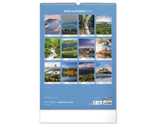 Náš kalendár Slovensko pre rok 2026 s motívmi krajiny