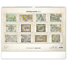 Nástenný kalendár Antique Maps 2026 s motívmi historických máp