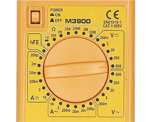Detail multimetra s otočným prepínačom a rôznymi rozsahmi merania