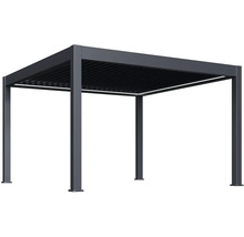 Voľne stojaca sivá pergola s lamelovou strechou