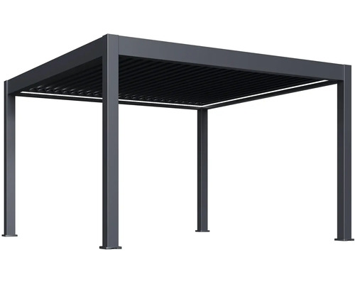 Voľne stojaca sivá pergola s lamelovou strechou